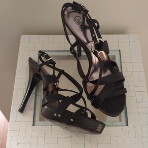 High Heel Black Strappy Sandals Sz 9